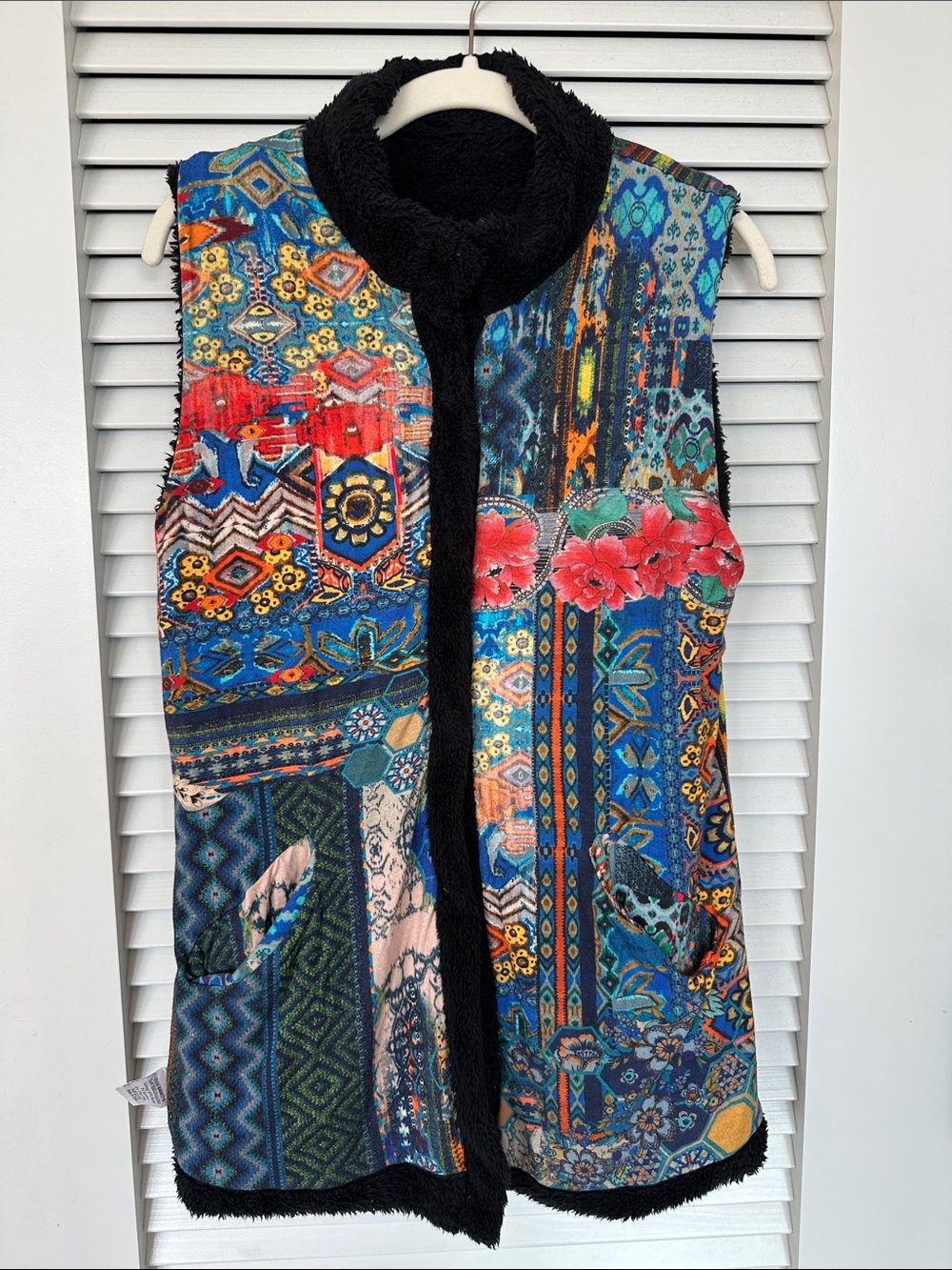 Johnny Was Multicolor Embroidered Label with Teal, Red, Yellow and Blue Accents